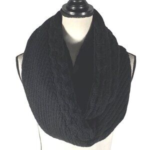 Coach Black Wool & Cashmere chunky Cable Knit fisherman Infinity Scarf neutral